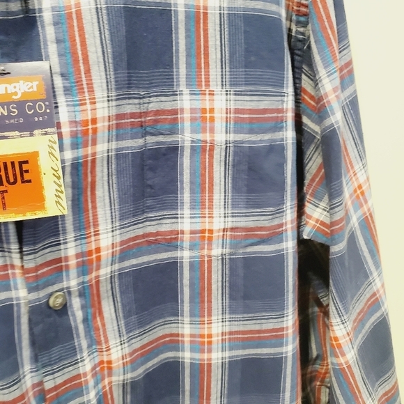 WRANGLER Men's long sleeves plaid shirt 100% cotton size L NWT - Picture 4 of 10